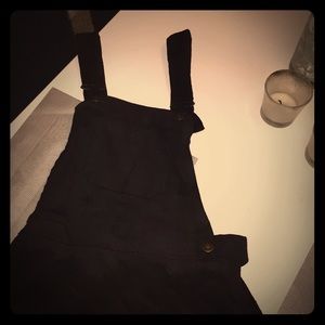 Corduroy pinafore overall black dress